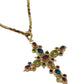 Collier Croix Grenade Tourmalines Multicolores Fil de Soie - Room Service