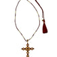 Collier Croix Grenade Grenat Rhodolite Fil de Soie - Room Service