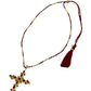 Collier Croix Grenade Grenat Rhodolite Fil de Soie - Room Service