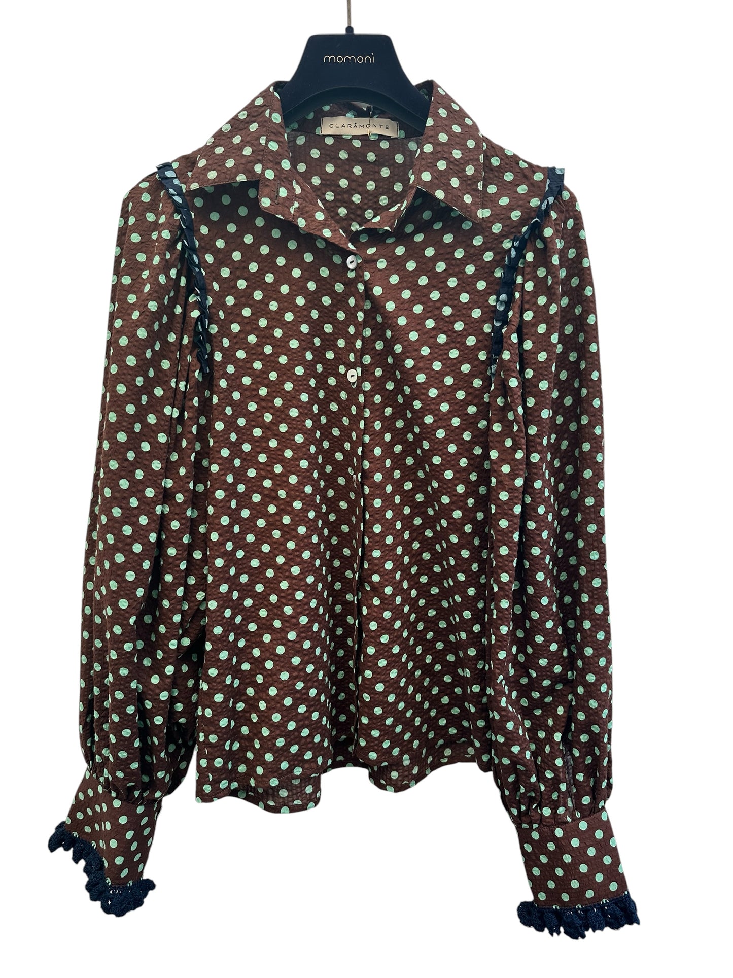 Blouse Joe Chocolat Pois Verts - Claramonte
