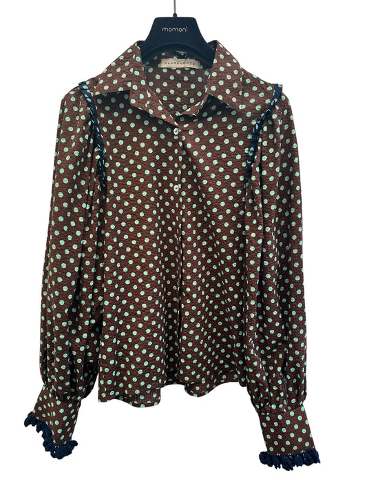 Blouse Joe Chocolat Pois Verts - Claramonte