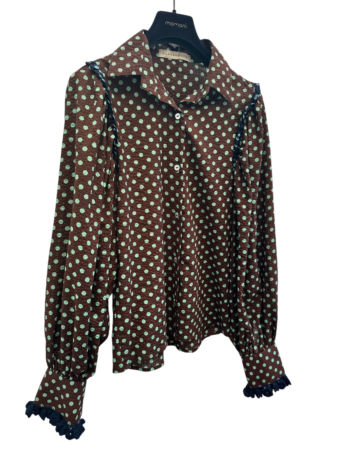 Blouse Joe Chocolat Pois Verts - Claramonte