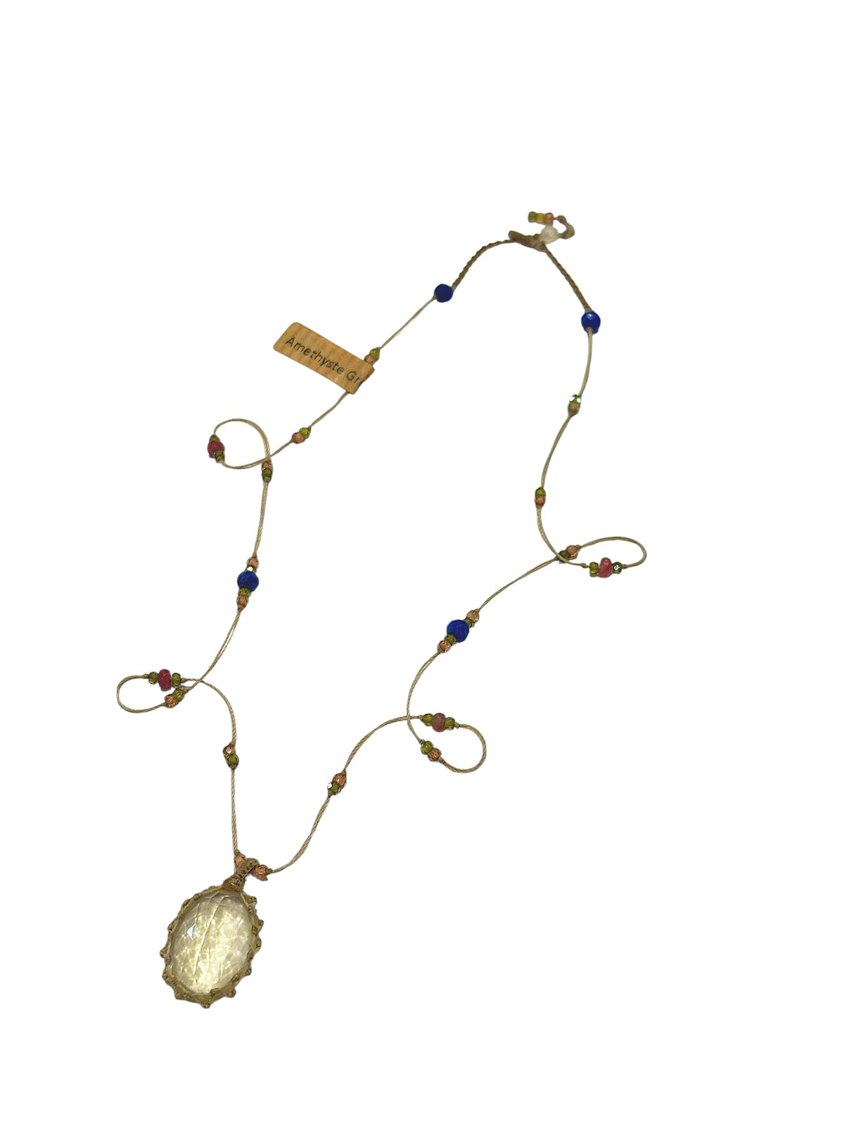 Collier Court Tibétain Améthyste Verte - Sharing