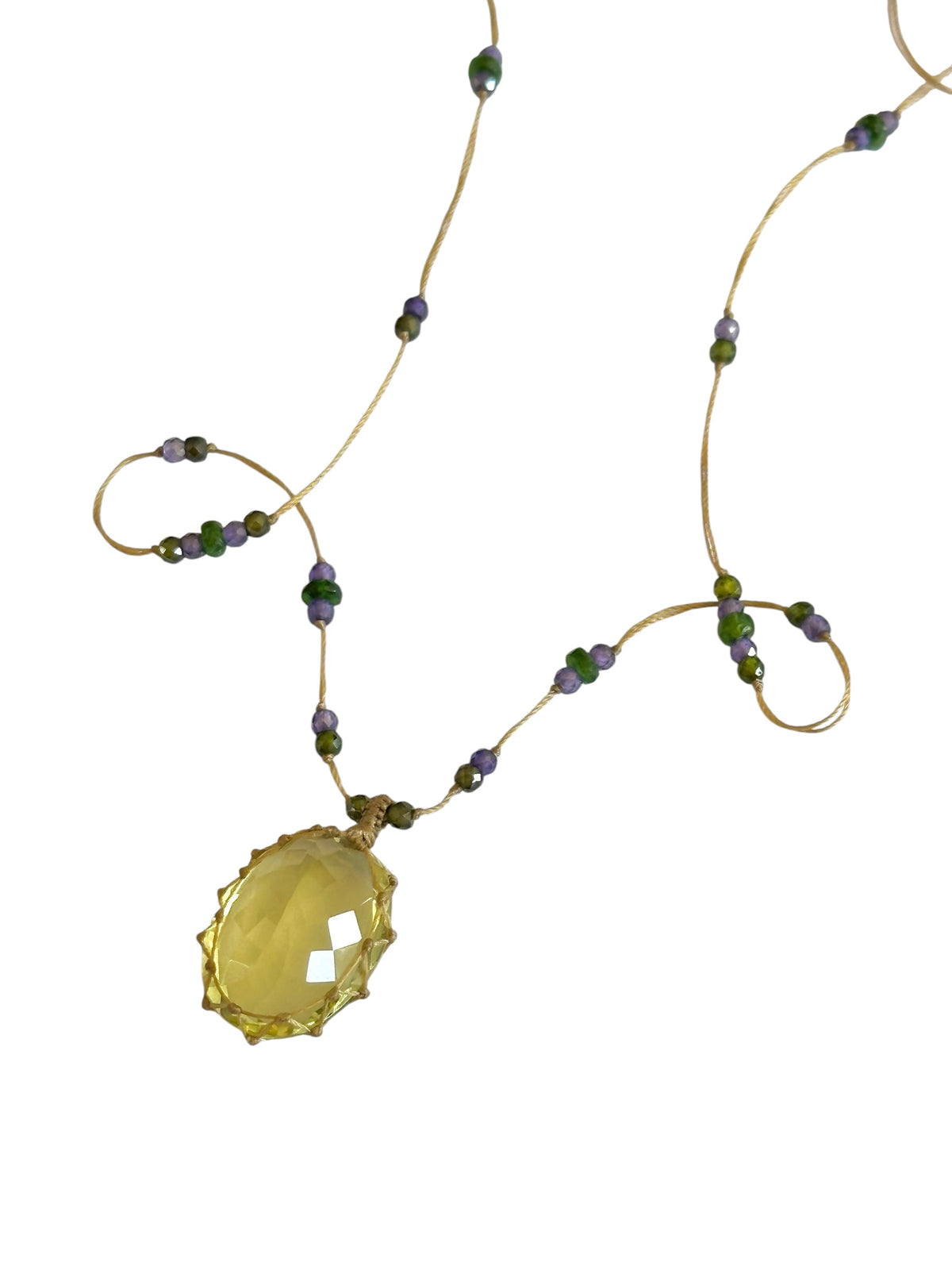 Collier Court Tibétain Lemon Quartz - Sharing