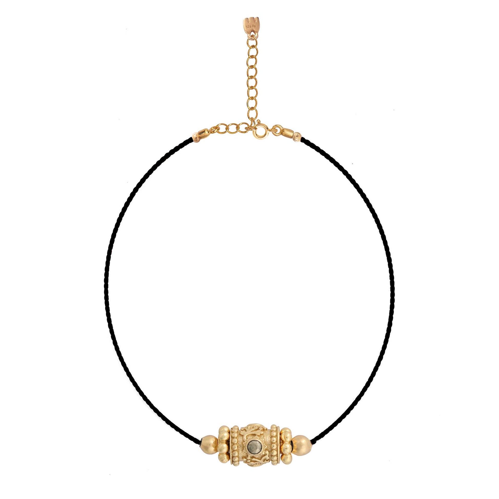 Collier choker Rakhi en pyrite avec fil noi