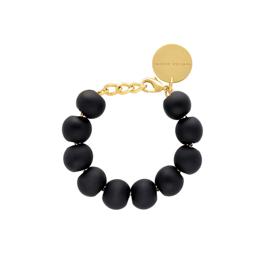 Bracelet de Perles Noir Mat