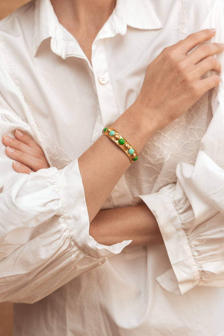 Bracelet Tribal vert et turquoise - Sylvia Toledano