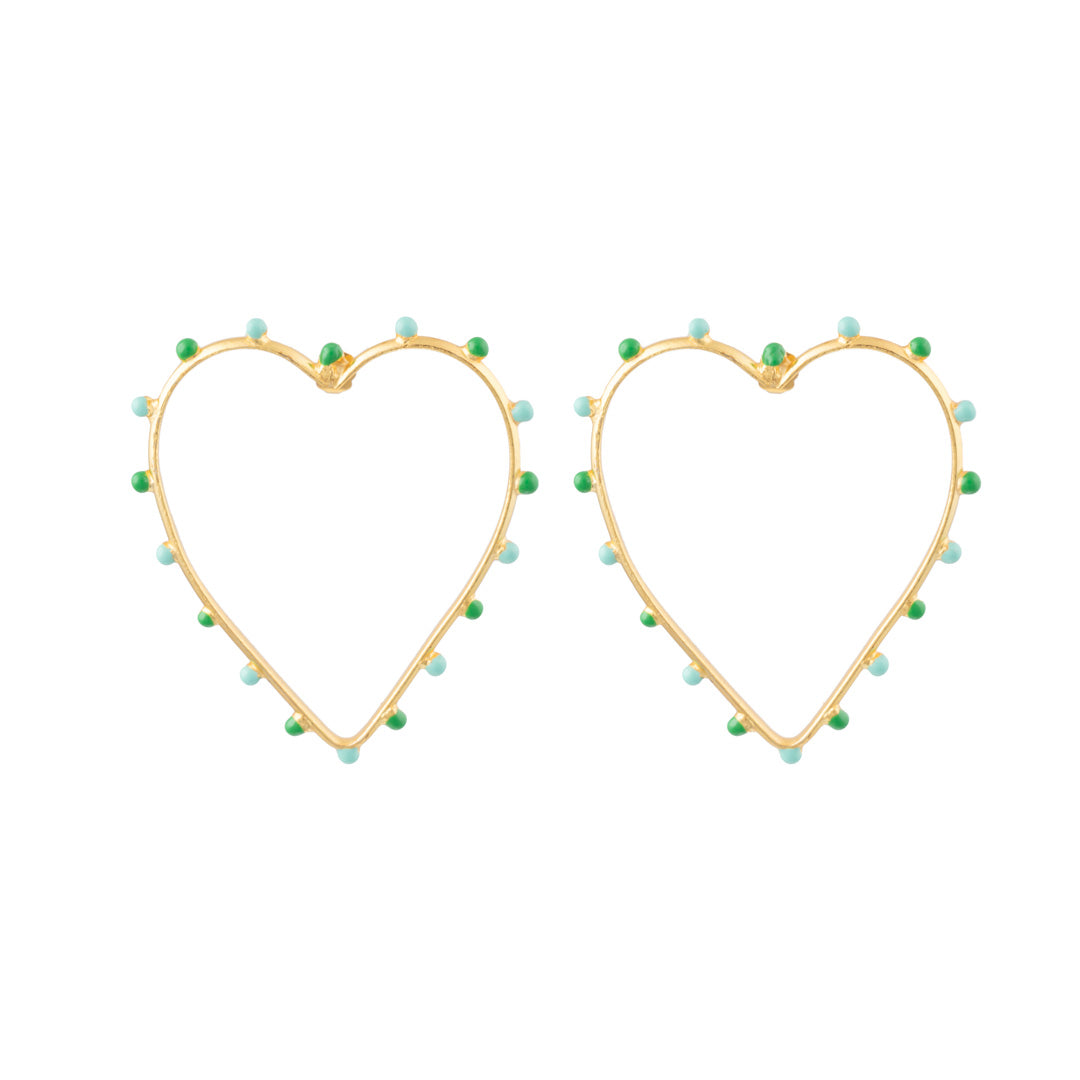 Boucles d'oreilles DOTS verte et turquoise - Sylvia Toledano