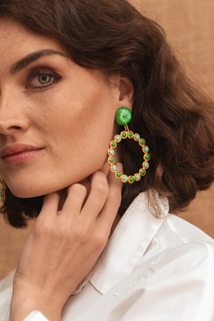 Boucles d'oreilles Happy vert et turquoise - Sylvia Toledano