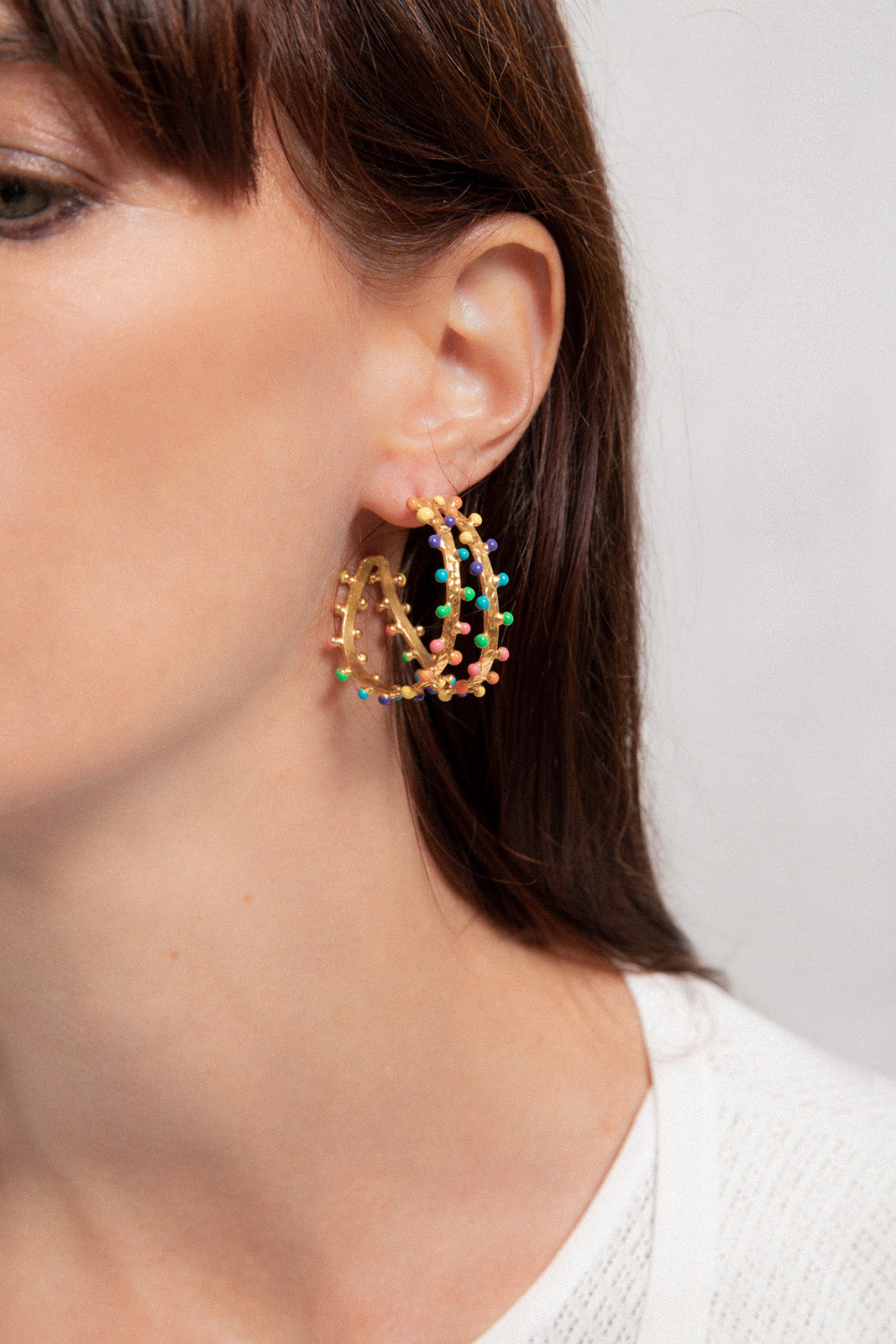 Boucles d'oreilles Gipsy 2 anneaux Multicolores - Sylvia Toledano