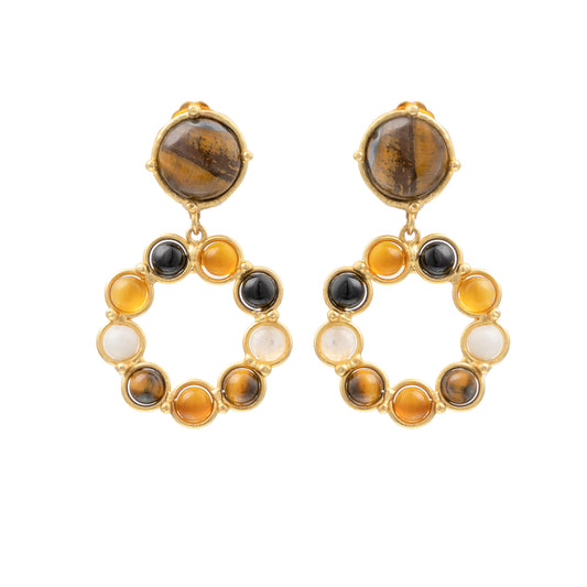 Boucles d'oreilles Flower Candies Oeil de Tigre - Sylvia Toledano