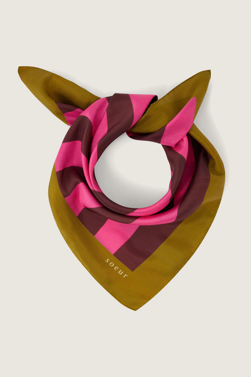 Khaki pink square scarf - Soeur